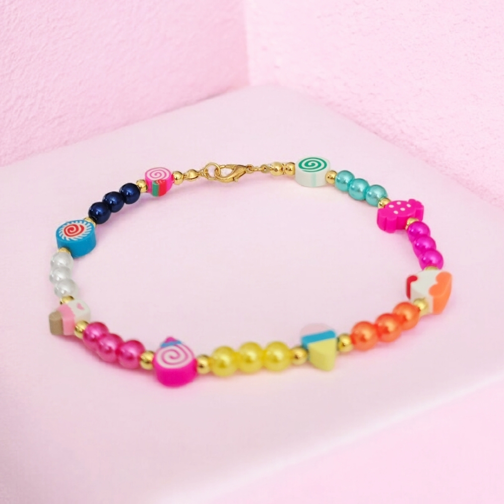 Handmade Colorful Candy Rainbow Pearl Ankle Bracelet